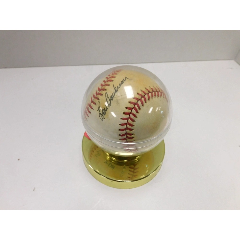 Lou Boudreau Autographed Rawlings Baseball with Gold Tone Display DW668